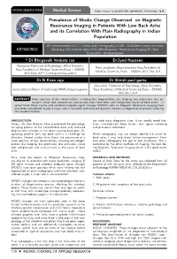 Prevalence of Modic Change Observed on Magnetic Resonance Imaging in Patients with Low Back Ache and Its Correlation with Plain Radiography in Indian Population