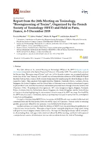 Report from the 26Th Meeting on Toxinology,“Bioengineering Of