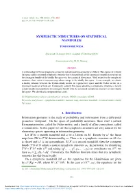 Symplectic Structures on Statistical Manifolds