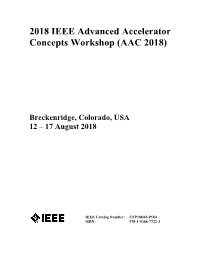 2018 IEEE Advanced Accelerator Concepts