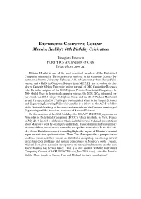 Distributed Computing Column Maurice Herlihy’S 60Th Birthday Celebration