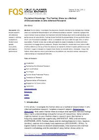 Enclothed Knowledge: the Fashion Show As a Method of Dissemination in Arts-Informed Research