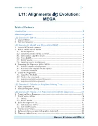 L11: Alignments 5 Evolution: MEGA