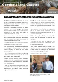 March 2020 DROUGHT PROJECTS APPROVED for ORROROO