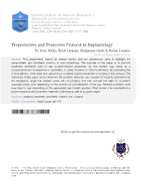 Preprotective and Protective Protocol in Implantology