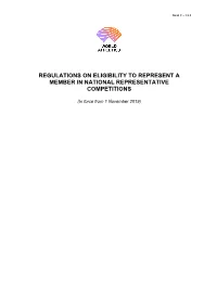 Regulations on Eligibility to Represent a Member in National Representative Competitions