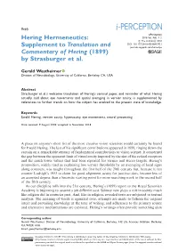 Supplement to Translation and Commentary of Hering (1899) by Strasburger Et Al