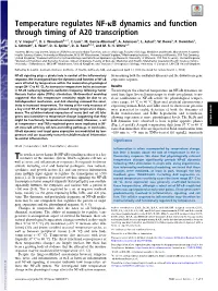 Temperature Regulates NF-Κb Dynamics and Function Through Timing of A20 Transcription