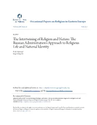 The Russian Administration's Approach to Religious Life And