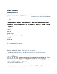 Tuning Interface Bridging Between Mose2 and Three-Dimensional Carbon Framework by Incorporation of Moc Intermediate to Boost Lithium Storage Capability
