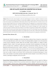 Use of Plastic Waste in Constrution of Road