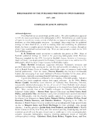 Bibliography of the Published Writings of Owen Barfield