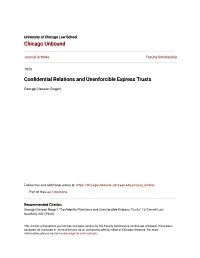 Confidential Relations and Unenforcible Express Trusts