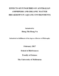 Effects of Fungicides on Australian Amphipods and Organic Matter Breakdown in Aquatic Environments