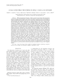 Evaluating Prey Switching in Wolf–Ungulate Systems