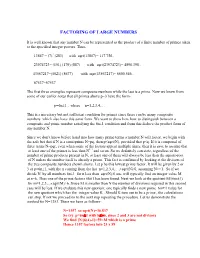 Factoring of Large Numbers