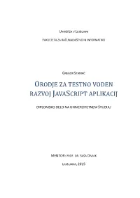Orodje Za Testno Voden Razvoj Javascript Aplikacij