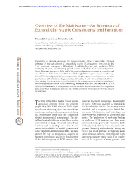 Overview of the Matrisome—An Inventory of Extracellular Matrix Constituents and Functions