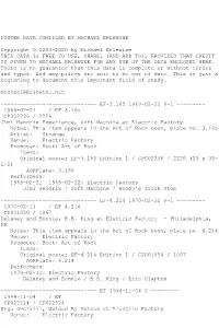 And Add To), Provided That Credit Is Given to Michael Erlewine for Any Use of the Data Enclosed Here