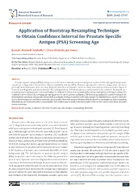Application of Bootstrap Resampling Technique to Obtain Confidence Interval for Prostate Specific Antigen (PSA) Screening Age