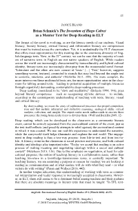 Brian Selznick's the Invention of Hugo Cabret As a Mentor Text for Deep Reading in ELT
