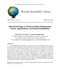 Nanotechnology in Communication Engineering: Issues, Applications, and Future Possibilities