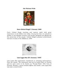 Our Nations Pride Guru Gobind Singh 5 January 1666 Guru Gobind Singh