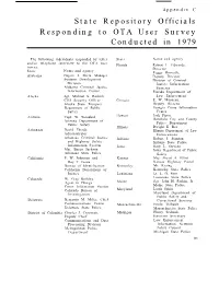 State Repository Officials Responding to OTA User Survey Conducted in 1979