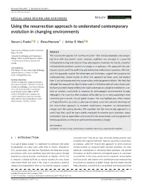 Using the Resurrection Approach to Understand Contemporary Evolution in Changing Environments