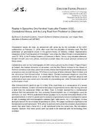 EINSTEIN PAPERS PROJECT Ripples in Spacetime One Hundred
