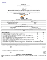 NIKE, Inc . (Exact Name of Registrant As Specified in Its Charter)