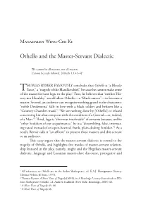 Othello and the Master-Servant Dialectic