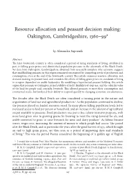 Resource Allocation and Peasant Decision Making: Oakington, Cambridgeshire, 1360–99*