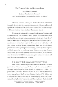 The Paranoid Mind and Transcendence