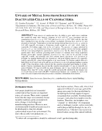 Uptake of Metal Ions from Solution by Inactivated Cells of Cyanobacteria J.L