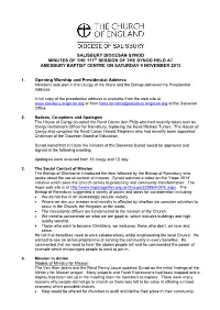 Salisbury Diocesan Synod Minutes of the 111 Session