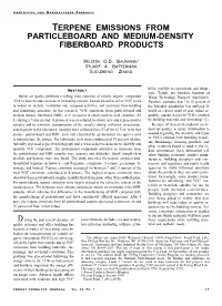 Terpene Emissions from Particleboard and Medium-Density Fiberboard Products