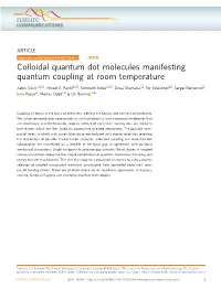Colloidal Quantum Dot Molecules Manifesting Quantum Coupling at Room Temperature
