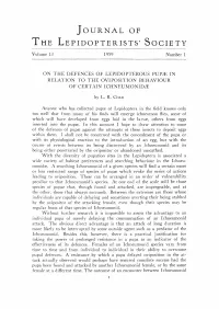 Defenses of Lepidopterous Pupae Against Ichneumonids