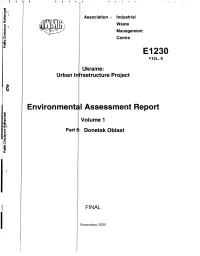 Environmente I Assessment Report Lvolume 1 Part I:Donetsk Oblast Public Disclosure Authorized