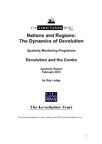 Nations and Regions: the Dynamics of Devolution