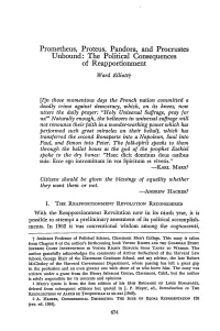Prometheus, Proteus, Pandora, and Procrustes Unbound: the Political Consequences of Reapportionment