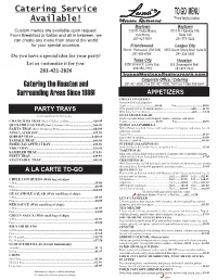 TO GO MENU Available! *Prices Vary by Location