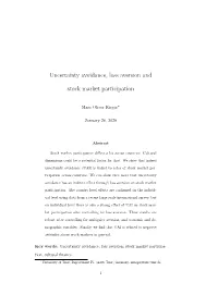 Uncertainty Avoidance, Loss Aversion and Stock Market Participation