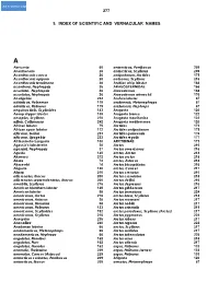 5. Index of Scientific and Vernacular Names