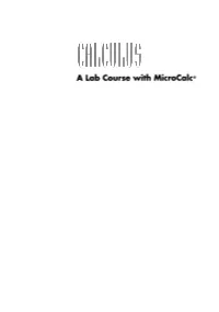 A Lab Course with Microcalc® for Information About Site Licenses for Microcalc Use in Course Instructions, Please Contact Springer-Verlag