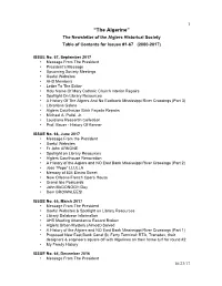 Algerine Table of Contents #1-67