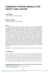 Community-Driven Models for Safety and Justice