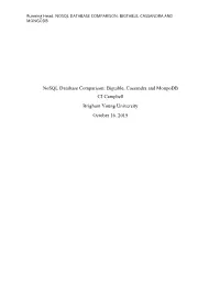 Nosql Database Comparison: Bigtable, Cassandra and Mongodb