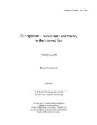 Panopticon – Surveillance and Privacy in the Internet Age